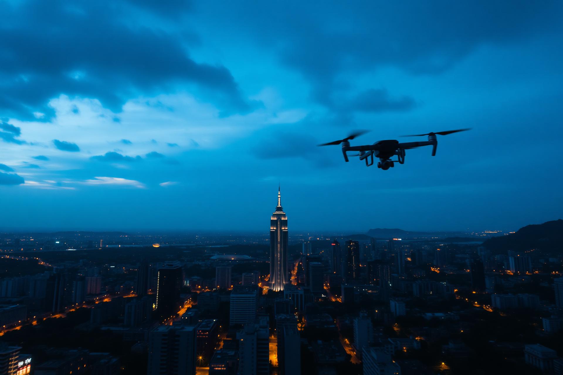 Visão aérea cinematográfica de cidade